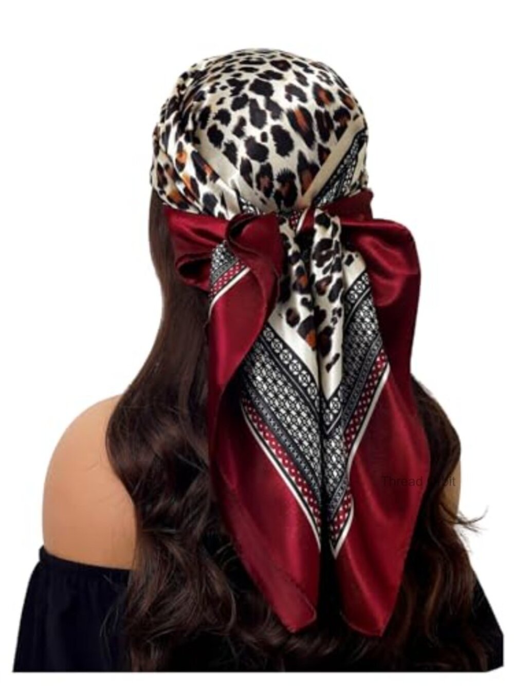 Women's Cheetah Print Silk Satin Square Head Scarf Hair Scarf
